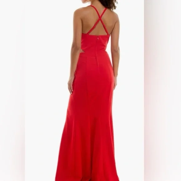 Speechless Red Prom / PageantGown with Halter Neckline and Silver Embellishments - Picture 6 of 10
